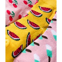 Cutewalk by Babyhug Knit Ankle Length Anti Bacterial Socks With Strawberry Design Pack Of 7 - Multicolour
