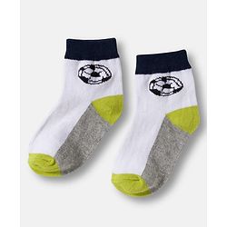 Cute Walk by Babyhug Knit Ankle Length Anti Bacterial Socks with Stripes & Football Design Pack of 5- Grey & White