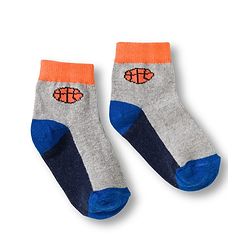 Cute Walk by Babyhug Knit Ankle Length Anti Bacterial Socks with Stripes & Football Design Pack of 5- Grey & White