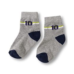 Cute Walk by Babyhug Knit Ankle Length Anti Bacterial Socks with Stripes & Football Design Pack of 5- Grey & White