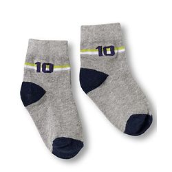Cute Walk by Babyhug Knit Ankle Length Anti Bacterial Socks with Stripes & Football Design Pack of 5- Grey & White