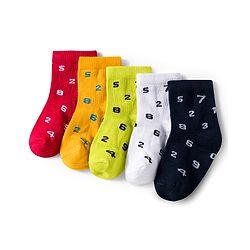 Cutewalk by Babyhug Knit Ankle Length Anti Bacterial Socks With Numbers Design Pack Of 5 - Multicolour
