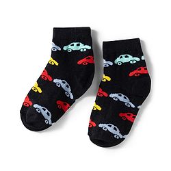 Cute Walk by Babyhug Knit Ankle Length Anti Bacterial Socks with Stripes & Car Design Pack of 3 - Yellow Black & Red