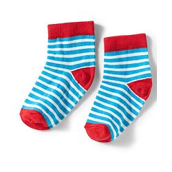 Cute Walk by Babyhug Knit Ankle Length Anti Bacterial Socks with Stripes & Car Design Pack of 3 - Red & Light Blue