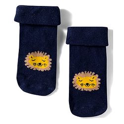 Cute Walk by Babyhug Knit Ankle Length Antibacterial Socks With Animal Design Pack Of 3 - Yellow Grey & Black