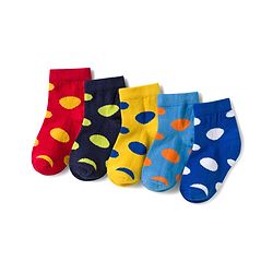 Cute Walk by Babyhug Knit Ankle Length Antibacterial Socks with Polka Dot Design Pack of 5 - Multicolor