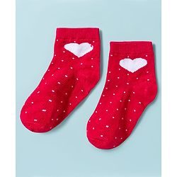 Cute Walk By Babyhug Knit Ankle Length Anti-Bacterial Socks with Heart & Polka Design Pack of 3 -Red & White Navy Blue