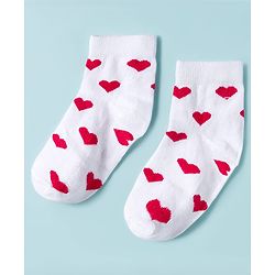 Cute Walk By Babyhug Knit Ankle Length Anti-Bacterial Socks with Heart & Polka Design Pack of 3 -Red & White Navy Blue