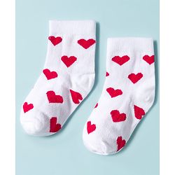 Cute Walk By Babyhug Knit Ankle Length Anti-Bacterial Socks with Heart & Polka Design Pack of 3 -Red & White Navy Blue