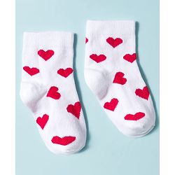 Cute Walk By Babyhug Knit Ankle Length Anti-Bacterial Socks with Heart & Polka Design Pack of 3 -Red & White Navy Blue