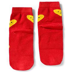 Cute Walk by Babyhug Knit Ankle Length Antibacterial Socks With Heart Design Pack Of 3 - Red Black & White
