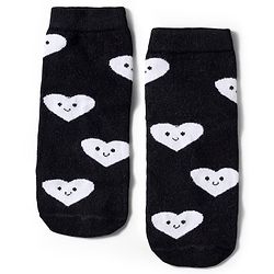 Cute Walk by Babyhug Knit Ankle Length Antibacterial Socks With Heart Design Pack Of 3 - Red Black & White