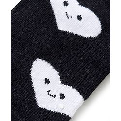Cute Walk by Babyhug Knit Ankle Length Antibacterial Socks With Heart Design Pack Of 3 - Red Black & White