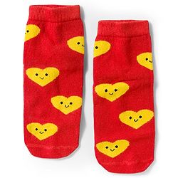 Cute Walk by Babyhug Knit Ankle Length Antibacterial Socks With Heart Design Pack Of 3 - Red Black & White