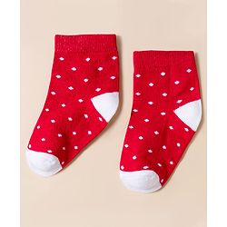 Cute Walk By Babyhug Knit Ankle Length Anti-Bacterial Socks with Stripe Crab & Polka Dot Design Pack of 3 -Blue Red & White