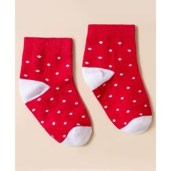Cute Walk By Babyhug Knit Ankle Length Anti-Bacterial Socks with Stripe Crab & Polka Dot Design Pack of 3 -Blue Red & White