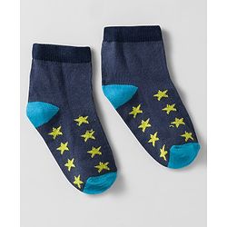 Cutewalk by Babyhug Knit Ankle Length Anti Bacterial Socks With Stripes & Star Design Pack Of 5 - Multicolour