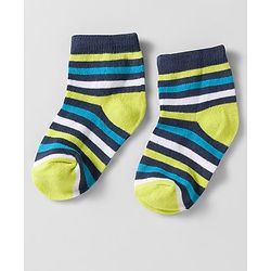 Cutewalk by Babyhug Knit Ankle Length Anti Bacterial Socks With Stripes & Star Design Pack Of 5 - Multicolour