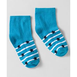 Cutewalk by Babyhug Knit Ankle Length Anti Bacterial Socks With Stripes & Star Design Pack Of 5 - Multicolour