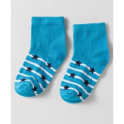 Cutewalk by Babyhug Knit Ankle Length Anti Bacterial Socks With Stripes & Star Design Pack Of 5 - Multicolour