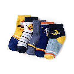 Cutewalk by Babyhug Knit Ankle Length Anti Bacterial Socks With Stripes Pack Of 5 - Multicolour