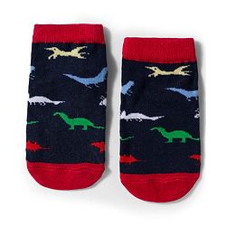 Cute Walk by Babyhug Knit Ankle Length Anti-Bacterial Striped & Dino Designed Socks Pack of 5 - Multicolor