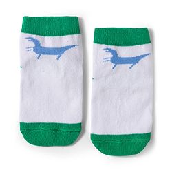 Cute Walk by Babyhug Knit Ankle Length Anti-Bacterial Striped & Dino Designed Socks Pack of 5 - Multicolor