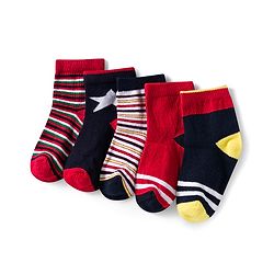 Cutewalk by Babyhug Ankle Length Anti Bacterial Socks With Stripes Pack Of 5 - Multicolour