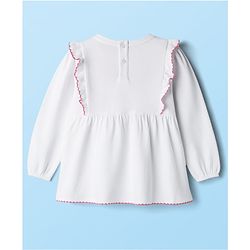Babyhug 100% Cotton Knit Full Sleeves Top With Floral Embroidery - White