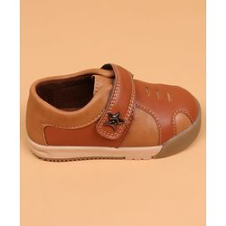 Cute Walk by Babyhug Velcro Closure Solid Oxford Shoes - Tan