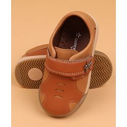 Cute Walk by Babyhug Velcro Closure Solid Oxford Shoes - Tan