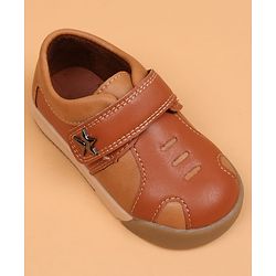 Cute Walk by Babyhug Velcro Closure Solid Oxford Shoes - Tan