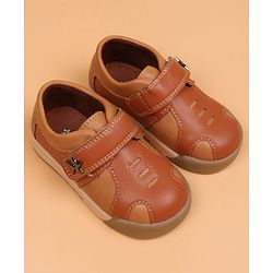 Cute Walk by Babyhug Velcro Closure Solid Oxford Shoes - Tan