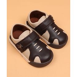 Cute Walk by Babyhug Velcro Closure Solid Oxford Shoes - Tan