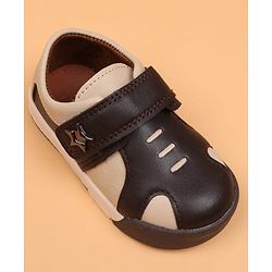 Cute Walk by Babyhug Velcro Closure Solid Oxford Shoes - Tan