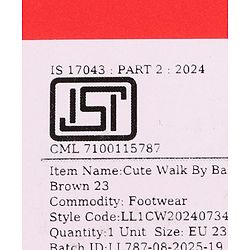 Cute Walk by Babyhug Velcro Closure Solid Oxford Shoes - Tan