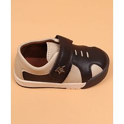 Cute Walk by Babyhug Velcro Closure Solid Oxford Shoes - Tan