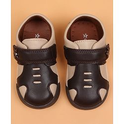Cute Walk by Babyhug Velcro Closure Solid Oxford Shoes - Tan