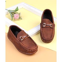 Cute Walk by Babyhug Slip On Solid Loafers - Brown