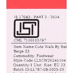 Cute Walk by Babyhug Velcro Closure Solid Oxfords - Beige