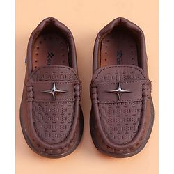 Cute Walk by Babyhug Loafer With Star Applique - Brown