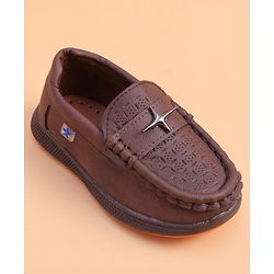 Cute Walk by Babyhug Loafer With Star Applique - Brown