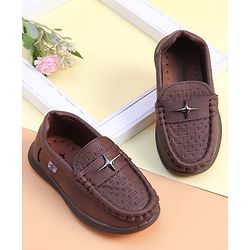 Cute Walk by Babyhug Loafer With Star Applique - Brown