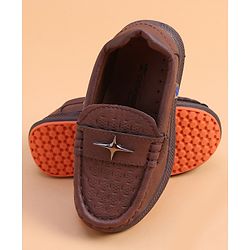 Cute Walk by Babyhug Loafer With Star Applique - Brown