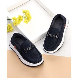 Cute Walk by Babyhug Formal Shoes With Textured Design - Navy Blue