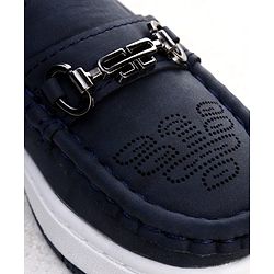 Cute Walk by Babyhug Formal Shoes With Textured Design - Navy Blue