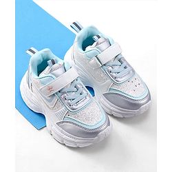 Cute Walk by Babyhug Velcro Closure Foil Printed Sneakers with Lace Detailing - Light Blue