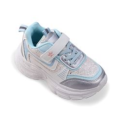 Cute Walk by Babyhug Velcro Closure Foil Printed Sneakers with Lace Detailing - Light Blue