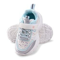 Cute Walk by Babyhug Velcro Closure Foil Printed Sneakers with Lace Detailing - Light Blue