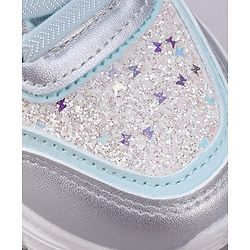 Cute Walk by Babyhug Velcro Closure Foil Printed Sneakers with Lace Detailing - Light Blue